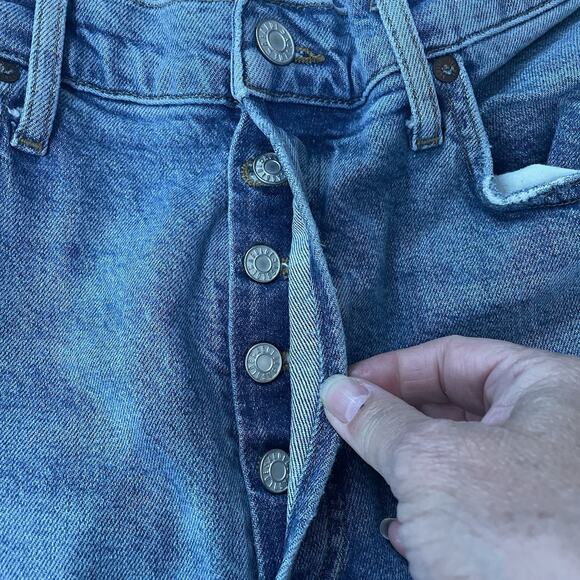 Agolde Jeans Women Size 28 Blue Riley Cropped Denim Button Fly Designer Stretch - Picture 3 of 11